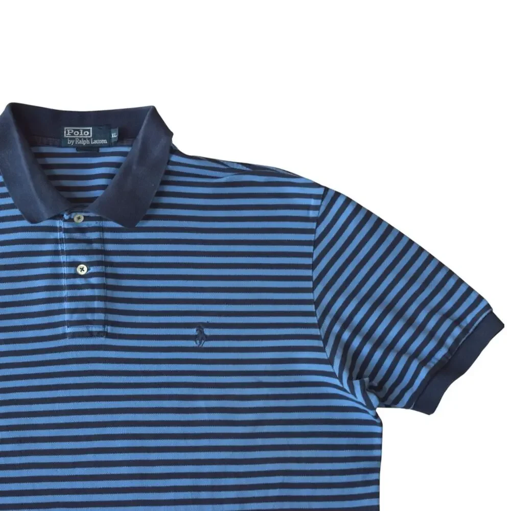 Polo Ralph Lauren Blue Striped Polo Shirt Mens XL